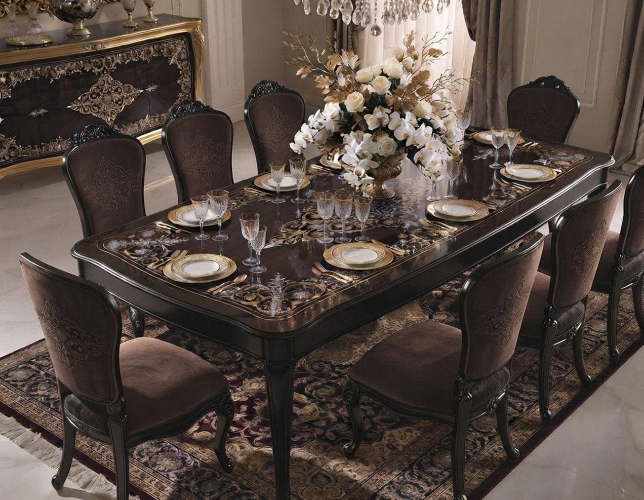 Traditional carved dining suite